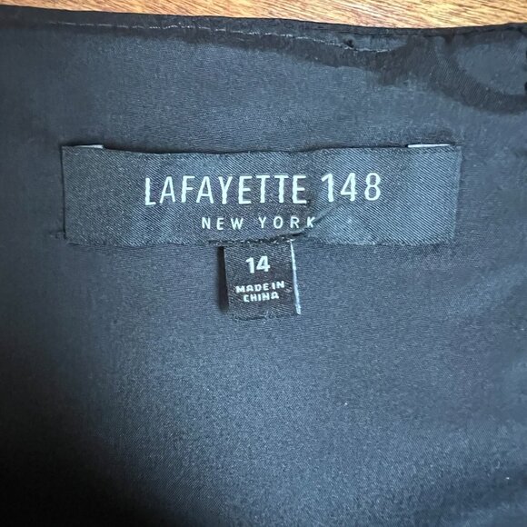 Lafayette 148 New York Dress Womens‎ 14 Black 3/4 Bell-Sleeve Sheath Knee Length - Picture 9 of 10